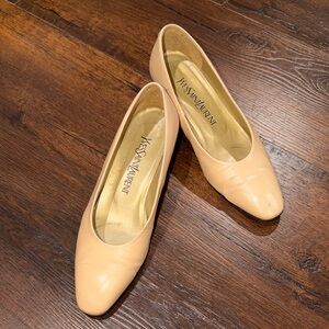 Vintage YSL Yves Saint Laurent Women's Nude Cream Pumps Chunky Kitten Heels - 36